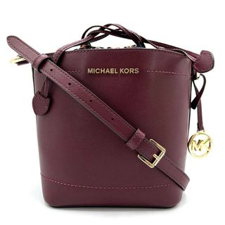 マイケルコース(MICHAEL KORS)のMichael Kors マイケルコース ショルダーバッグ バケット ロゴ レオパード 斜め掛け レザー ボルドー(ショルダーバッグ)