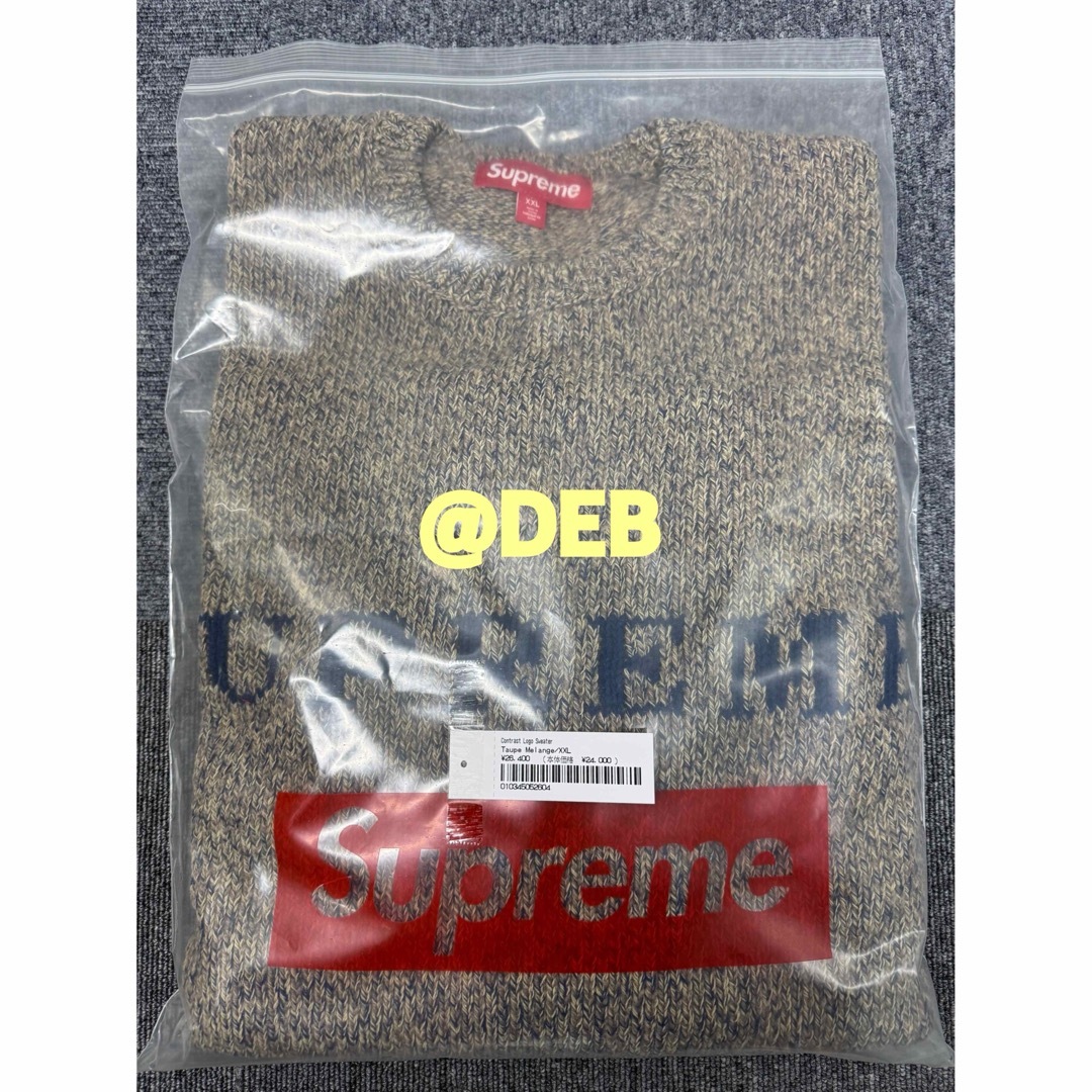 Supreme - Supreme Contrast Logo Sweater Taupe XXLの通販 by Supreme - Supreme Contrast Logo Sweater Taupe XXLの通販 by