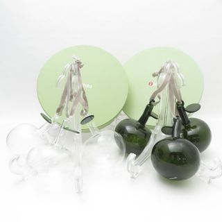 イッタラ(iittala)の美品 iittala イッタラ Glass apple アップル クリア グリーン オーナメント 6点 クリスマス ツリー オイバ・トイッカ SY11813C2 (置物)