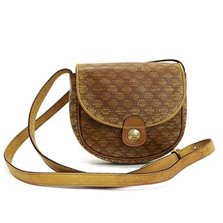 セリーヌ(CELINE)のセリーヌ オールドセリーヌ マカダム柄 ミニ ショルダーバッグ PVC×レザー ゴールド金具 ベージュ 中古 Bランク CELINE｜レディース 女性用 ポシェット レトロ   【送料無料】(ショルダーバッグ)