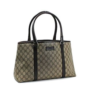 グッチ(GUCCI)のグッチ GG トートバッグ 肩掛け 114595 218817 PVC×レザー ブラウン×ダークブラウン 中古 ABランク GUCCI｜レディース 女性用 通勤 通学 【送料無料】(トートバッグ)