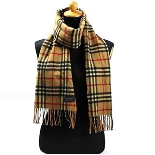 バーバリー(BURBERRY)のバーバリー ウール マフラー キャメル×チェック 170×27センチ 中古 Bランク Burberrys | メンズ レディース男性 女性  【ネコポス送料無料】(マフラー/ショール)