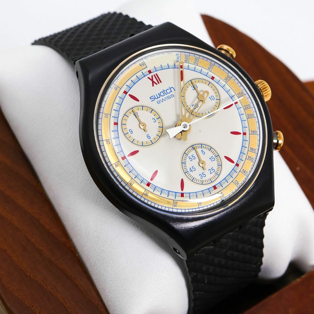 訳あり 稼働 swatch 腕時計 クロノグラフ ヴィンテージ 新品電池 時計