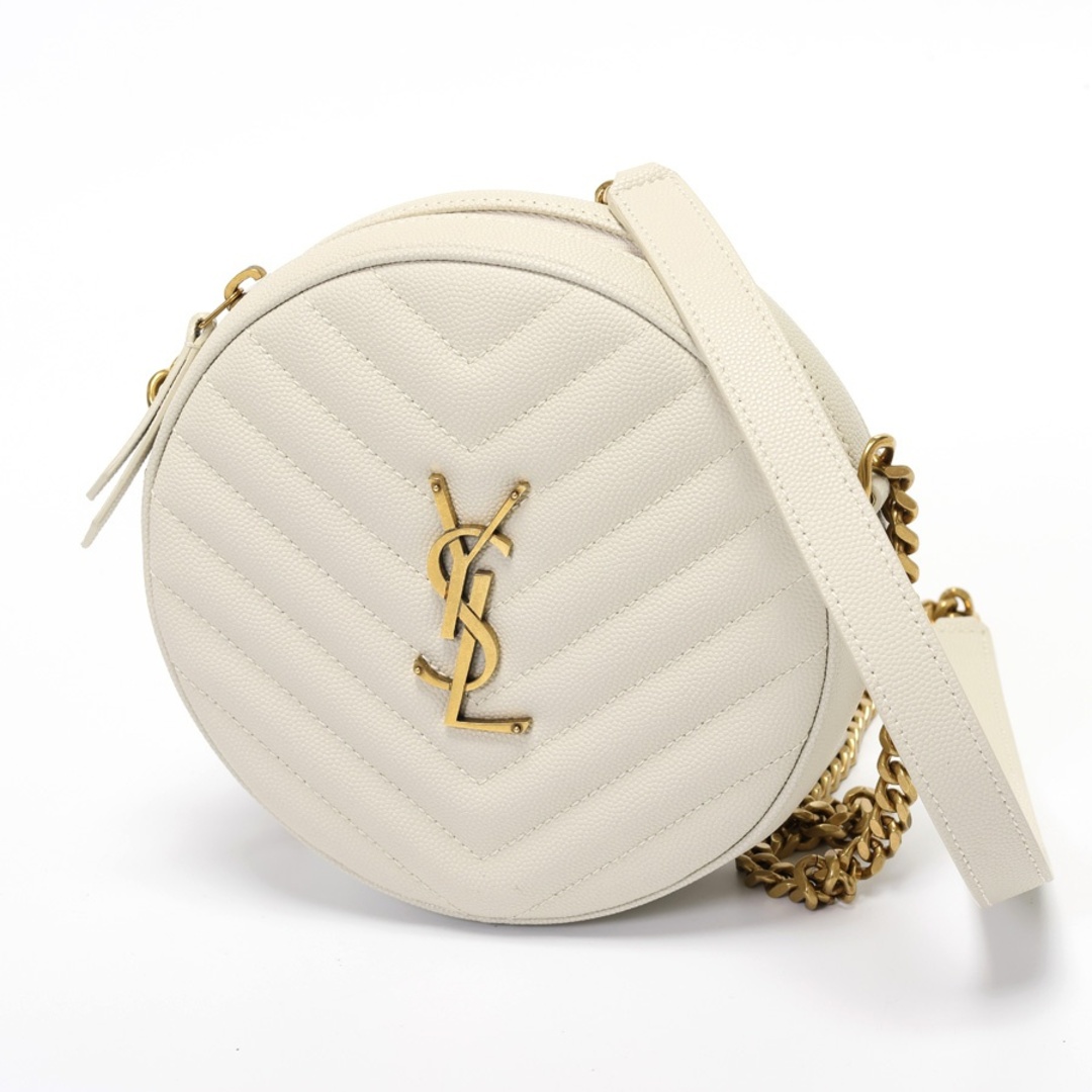 SAINT LAURENT - サンローラン / SAINT LAURENT　カサンドラ サークル チェーン ショルダー　6104361GF079207　グレイン ド プードルレザー　アイボリー系 【中古】 商品番号 S-157531