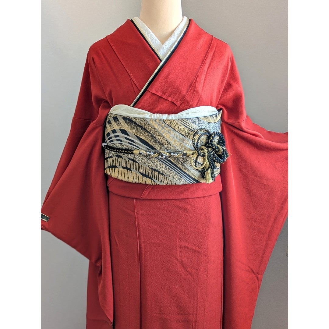 振袖 身丈162.5cm 裄丈67cm M 袷 桜 扇面 金彩 絞り 赤 正絹 美品 逸品|中古・古着・リサイクル着物通販|バイセル オンライン