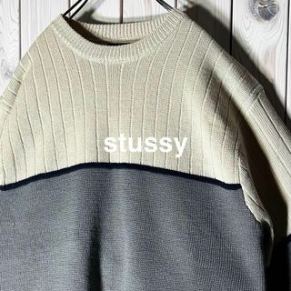 STUSSY - STUSSY ステューシー ニット・セーター M 赤 【古着 STUSSY - STUSSY ステューシー ニット・セーター M 赤 【古着