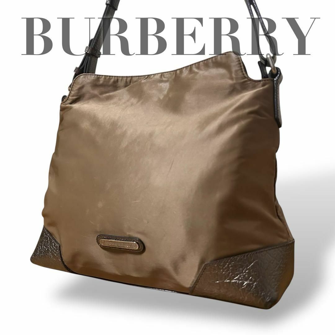 BURBERRY - バーバリー　ワンショルダーバッグ　肩掛け　ブラウン　レザーナイロン　ノバチェック