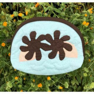 ＜正規品＞コスメポーチ ♡ガーデニア♡ミントブルー♡ハワイアンキルト(ポーチ)