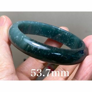 BG9-08 糯氷種 深灰藍飃雪花 53.7MM グアテマラ産 本翡翠 バングル(ブレスレット/バングル)