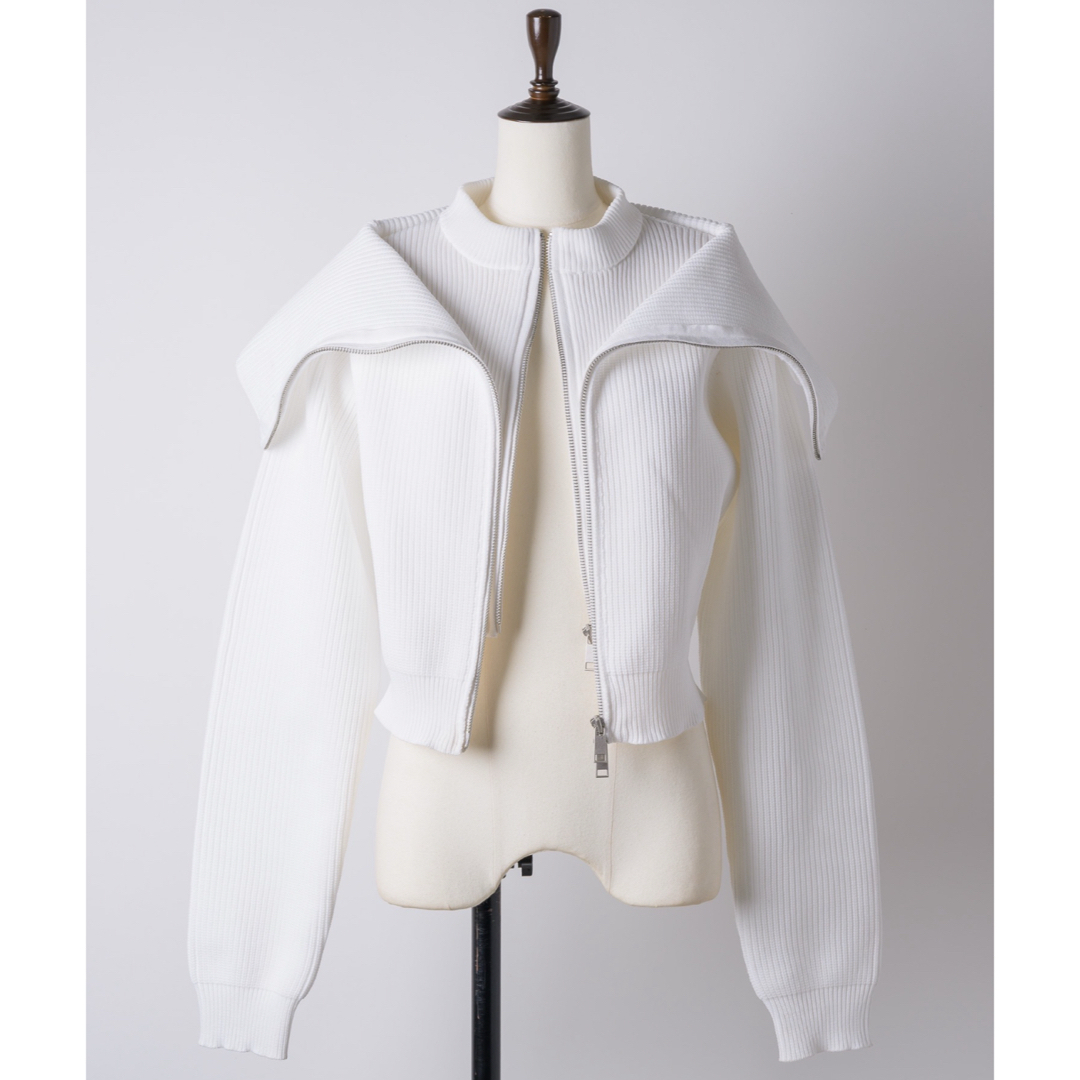 yae ダブルジップ ビックカラー カーディガン yae（ヤエ）の「Double zip big collar cardigan/ダブルジップ