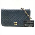 良品 CHANEL シャネル ココマーク マトラッセ ラムスキン チェーン ショルダー バッグ ネイビー ブランド 鞄 a6967