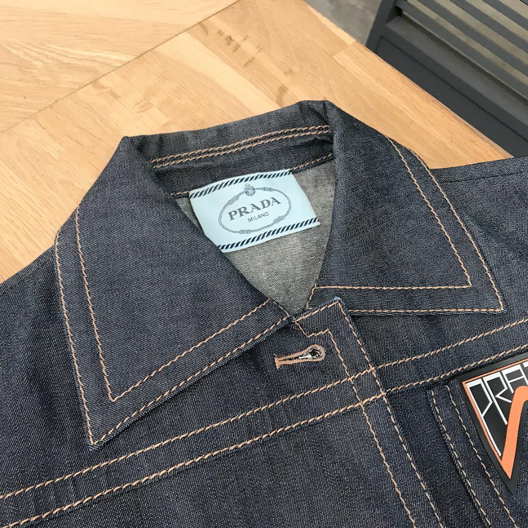 PRADA - 超美品 プラダ デニム ステンカラーコート インディゴ PRADA - 超美品 プラダ デニム ステンカラーコート インディゴ