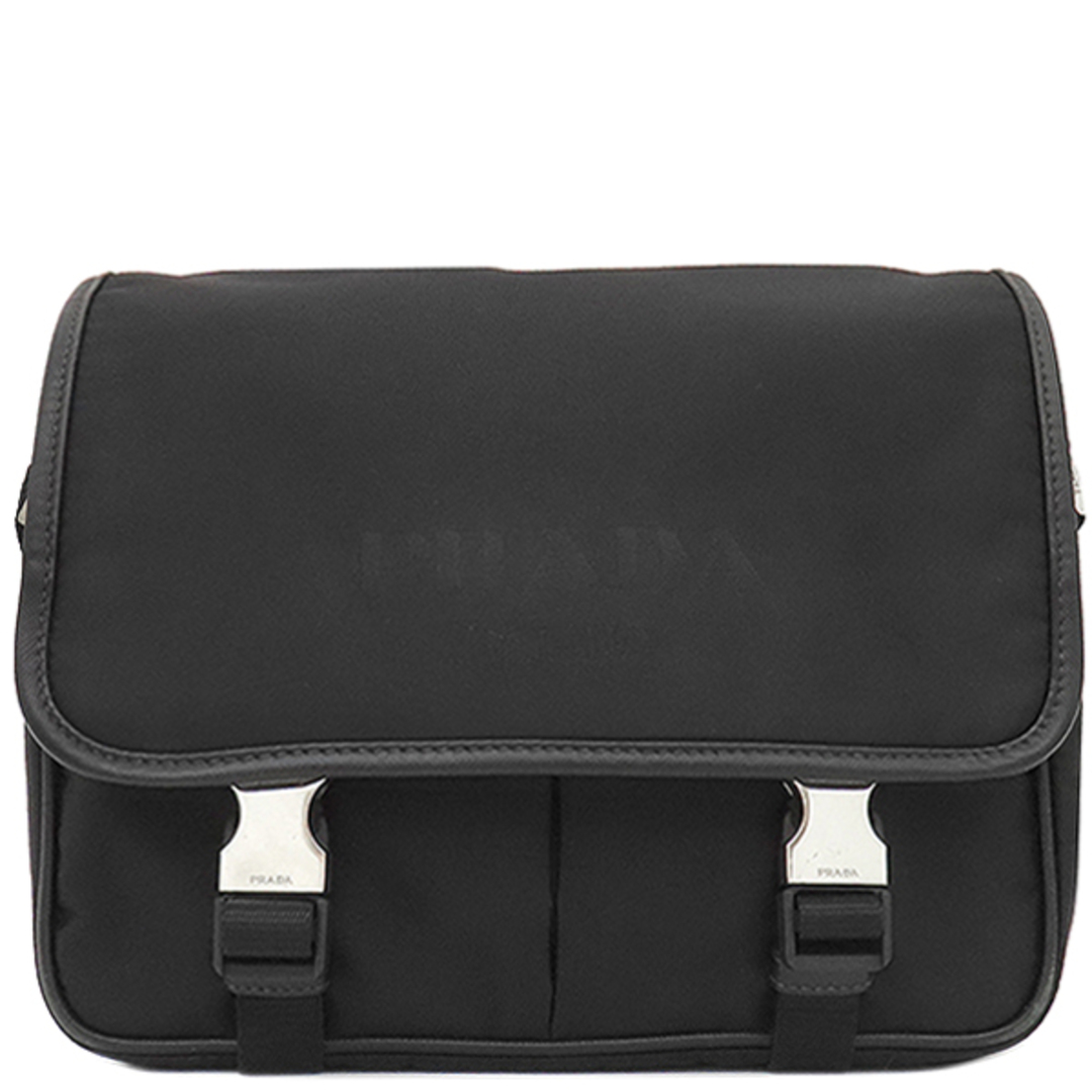PRADA - プラダ PRADA ショルダーバッグ テスート ロゴ ナイロン レザー NERO シルバー金具 三角ロゴプレート 黒 メッセンジャーバッグ  2VD769 【保存袋】【中古】