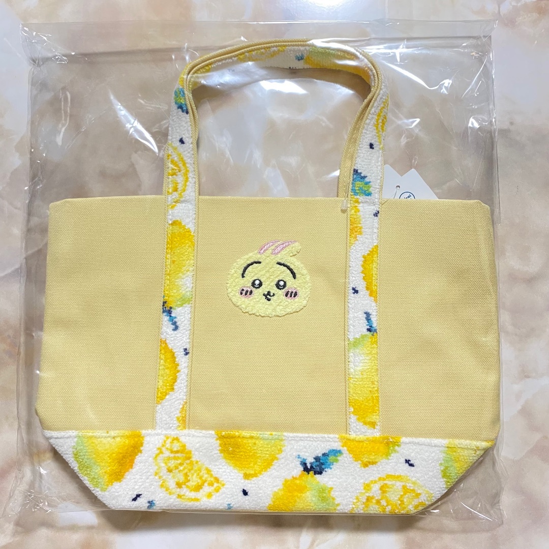 FEILER - ♡フェイラー×ちいかわ♡コラボ♡うさぎ レモンドット♡刺繍トートバッグ♡イエロー