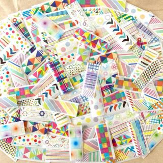 カラフルなマスキングテープ　100枚　フレークシール　切り売り(テープ/マスキングテープ)