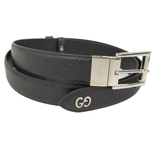 GUCCI - GUCCI グッチ GGバックル レザーベルト ブラック 406831 GUCCI - GUCCI グッチ GGバックル レザーベルト ブラック 406831