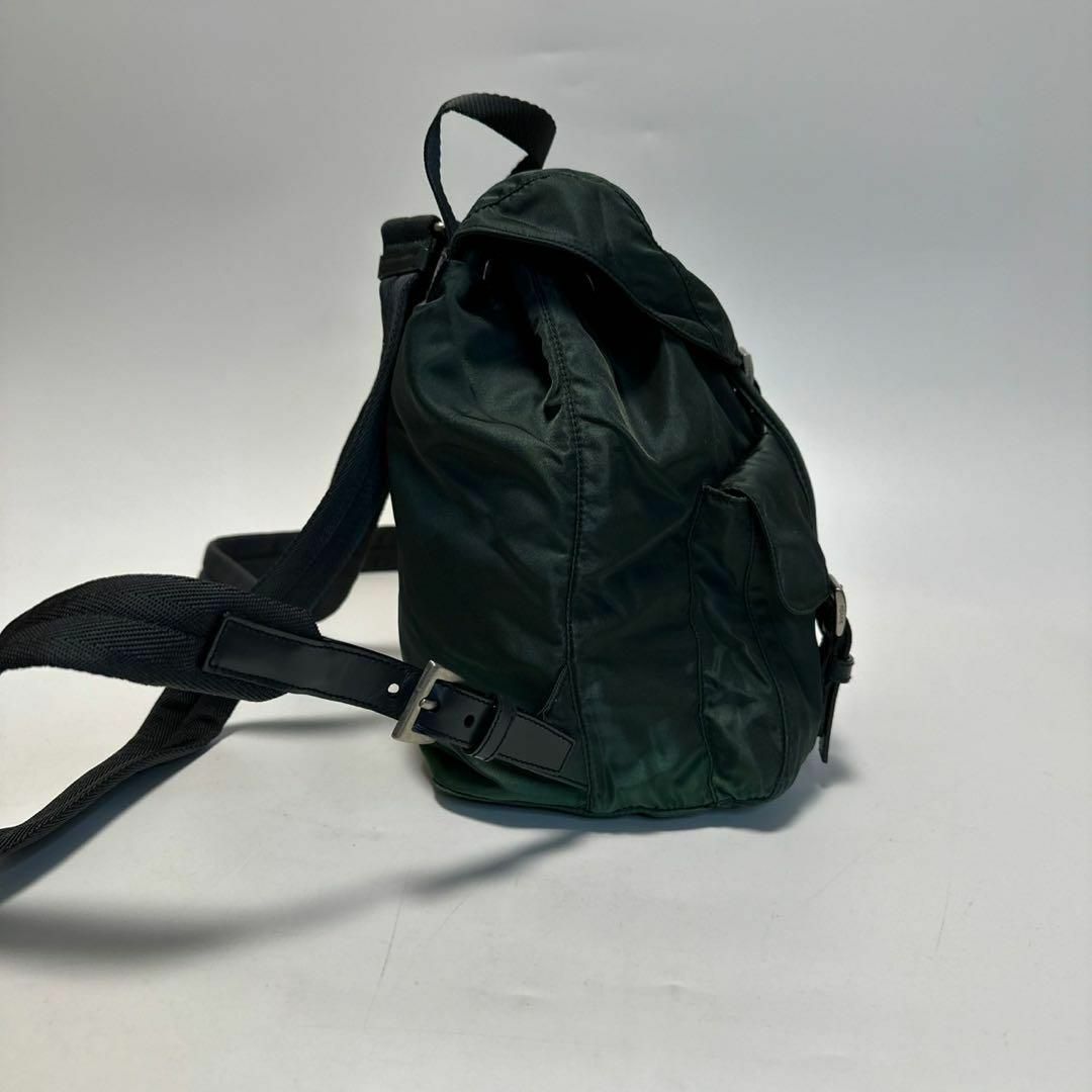 PRADA - l03【美品】プラダ 三角ロゴ ナイロン レザー グリーン PRADA - l03【美品】プラダ 三角ロゴ ナイロン レザー グリーン