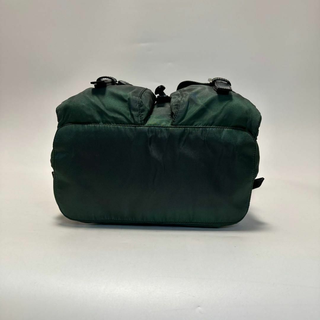 PRADA - l03【美品】プラダ 三角ロゴ ナイロン レザー グリーン PRADA - l03【美品】プラダ 三角ロゴ ナイロン レザー グリーン