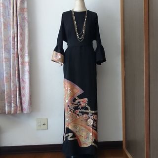 着物リメイクワンピース留袖ドレス鳳凰(ロングワンピース/マキシワンピース)