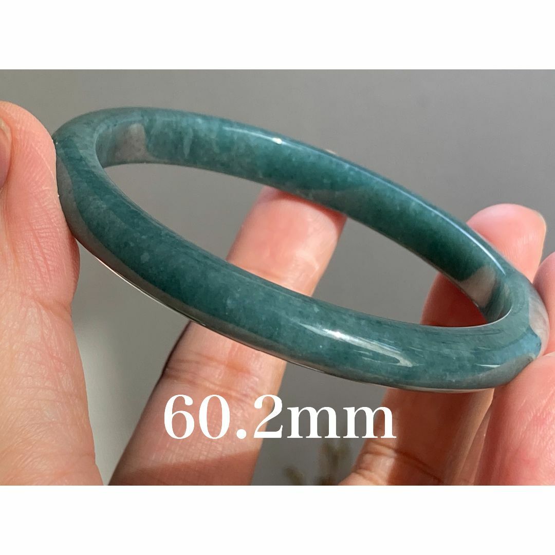 BG9-13 美品 氷糯種 青灰色 60.2MM グアテマラ産 本翡翠 バングル
