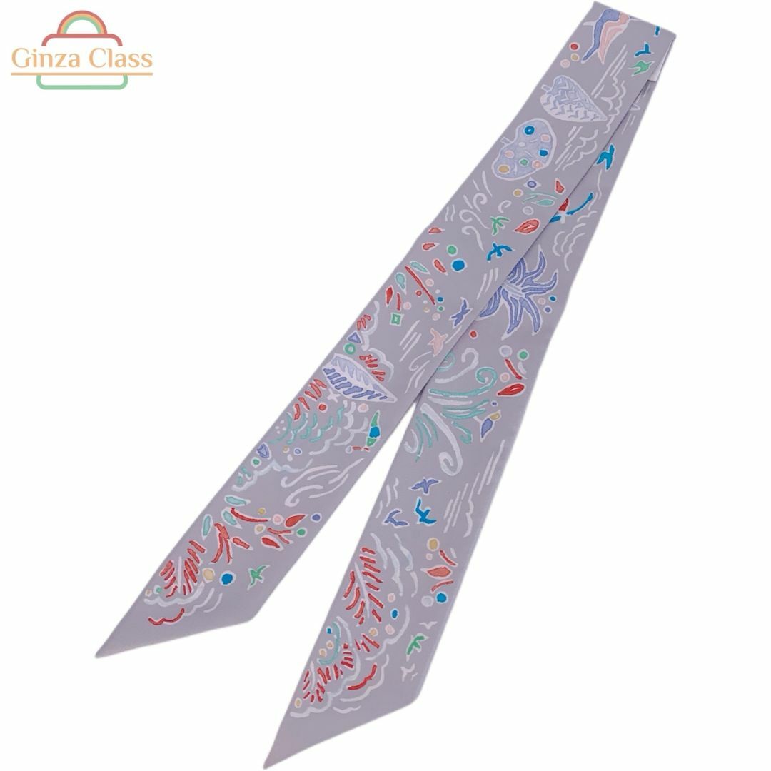 HERMES - 【新品未使用】HERMES エルメス ツイリー「春の島」ISOLA DI PRIMAVERA シルク100% グリスパール/グレナデン/ブルー マルチカラー スカーフ 送料無料 ginzaclass