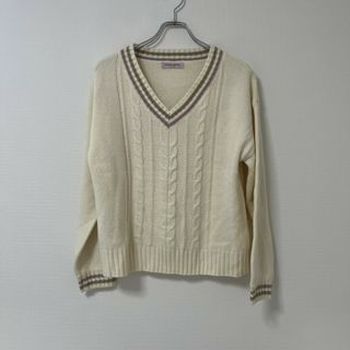 【mezzo piano】メゾピアノ　トップス　ニット　長袖　Vネック　ホワイト系　LLサイズ　子供服　キッズ(ニット)