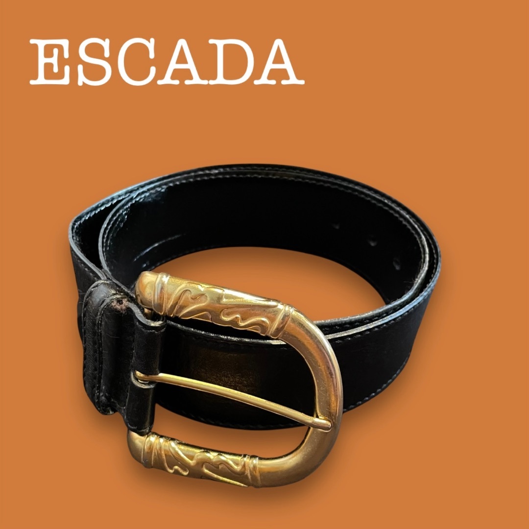ESCADA - ESCADA エスカーダ 黒 レザー ベルト ゴールドバックル