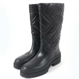 エルメス(HERMES)の極美品☆HERMES エルメス 222048Z Fuji フジ エクスリブリス キルティング レザー ロングブーツ ブラック 38.5 保存袋付き イタリア製 レディース(ブーツ)