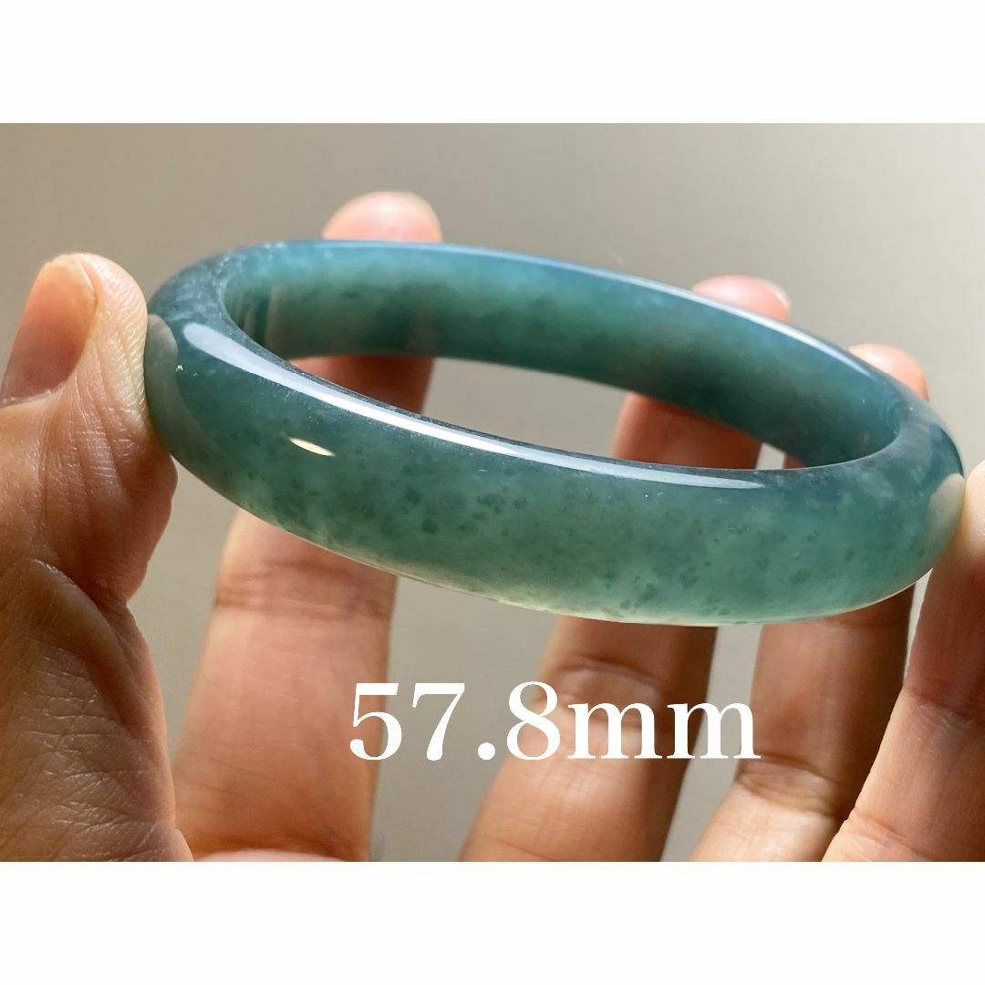 BG9-14 美品 氷糯種 青緑色 57.8MM グアテマラ産 本翡翠 バングル