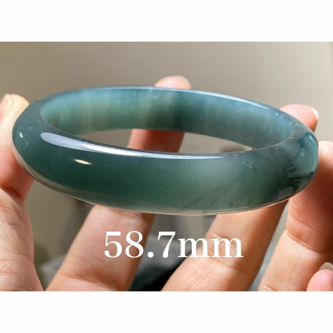 BG9-15 美品 氷糯種 青緑色 58.7MM グアテマラ産 本翡翠 バングル