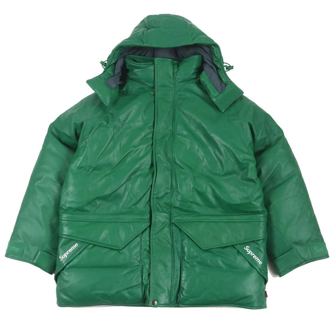 Supreme - 美品□Supreme シュプリーム 23SS Leather 700-Fill Down Parka 羊革 GORE-TEX フーデッド レザーダウンジャケット グリーン S 正規品 メンズ