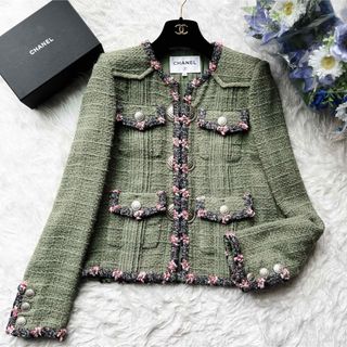 CHANEL - CHANEL(シャネル) ツイード ノーカラージャケット CHANEL - CHANEL(シャネル) ツイード ノーカラージャケット
