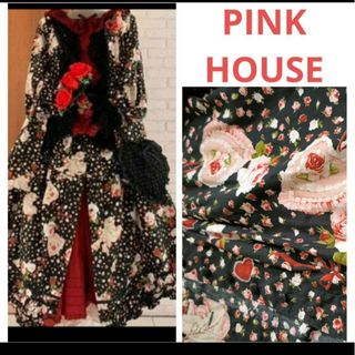 PINKHOUSE オーナメントローズプリントワンピース 薔薇 PINKHOUSE オーナメントローズプリントワンピース 薔薇
