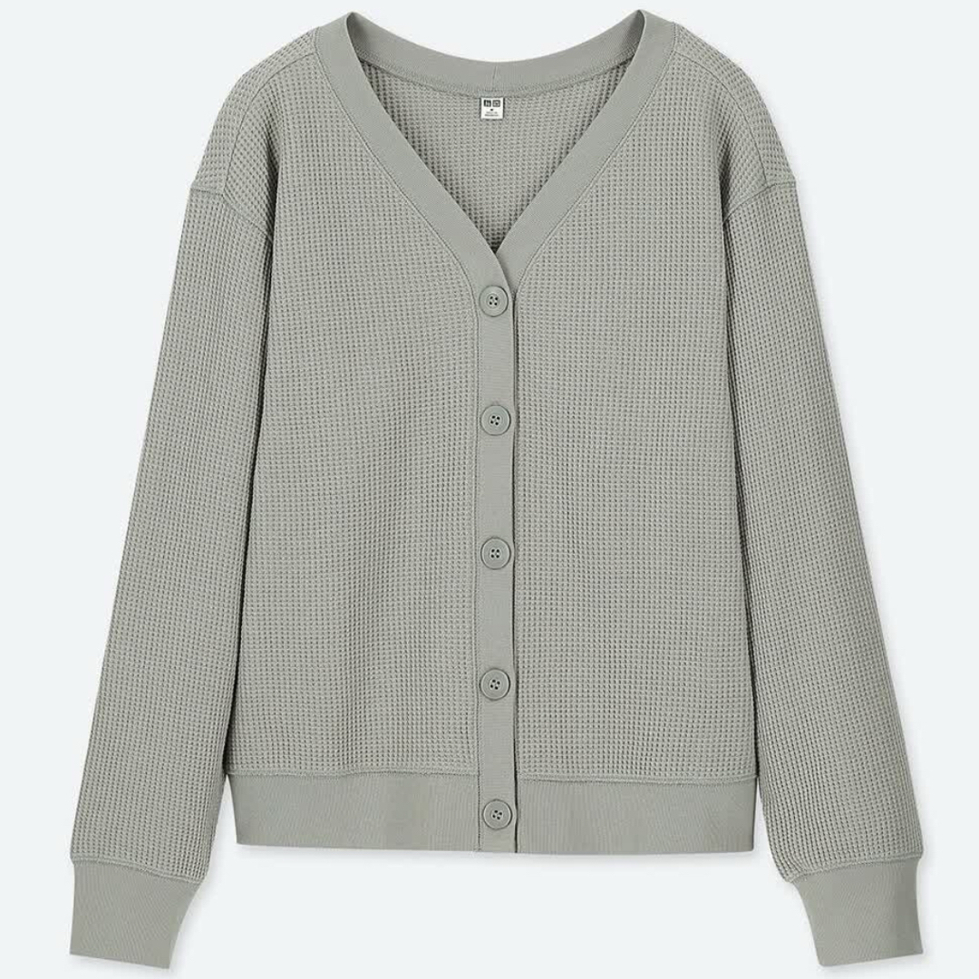 UNIQLO(ユニクロ)の【UNIQLO】ワッフルVネックカーディガン❤️長袖 レディースのトップス(カーディガン)の商品写真