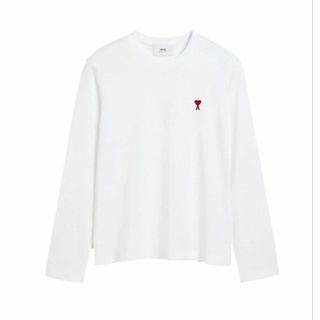 ami - 【新品未使用】ami 長袖Tシャツ ホワイト ハート刺繍 L ami - 【新品未使用】ami 長袖Tシャツ ホワイト ハート刺繍 L