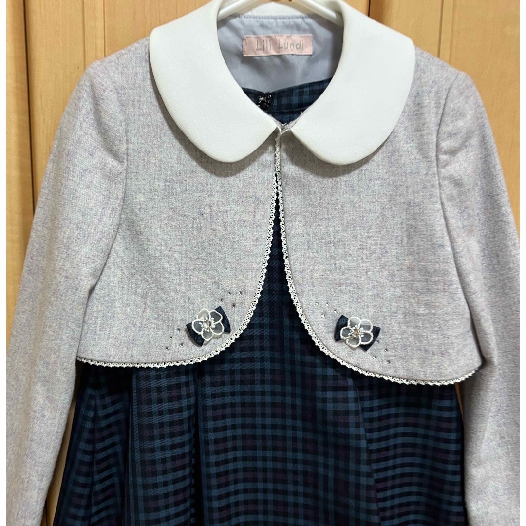 リリィランディ　120cm フォーマルアンサンブル　緑チェック キッズ/ベビー/マタニティのキッズ服女の子用(90cm~)(ドレス/フォーマル)の商品写真