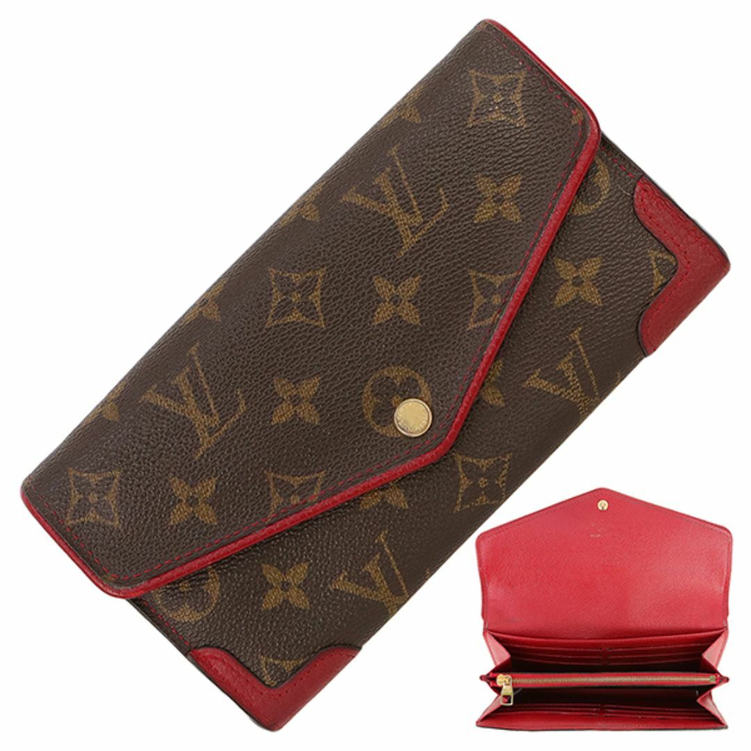 LOUIS VUITTON - ルイヴィトン ポルトフォイユサラ レティーロ モノグラム スリーズ レッド 二つ折り長財布 2つ折り長財布 フラップウォレット 財布 サイフ LV ロゴ 中古 h-a394