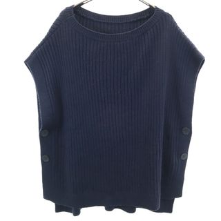 レイビームス(Ray BEAMS)の古着 Ray Beams レイビームス サイドボタン ボートネック ニットベスト ネイビー レディース(ベスト/ジレ)