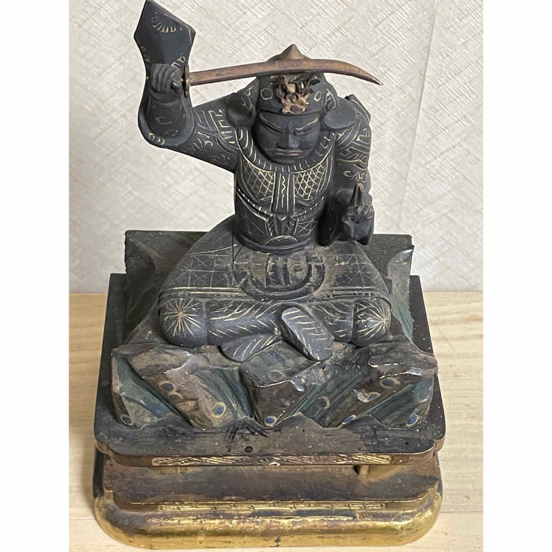 ☆極上時代彫り☆妙見菩薩/木彫/木造/金泥/玉眼/仏像/置物/武士 ☆極上時代彫り☆妙見菩薩/木彫/木造/金泥/玉眼/仏像/置物/武士