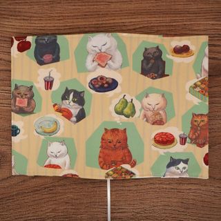 【文庫本】ゴムバンド栞付ブックカバー 手帳カバー★猫ちゃんのおやつ時間(ブックカバー)
