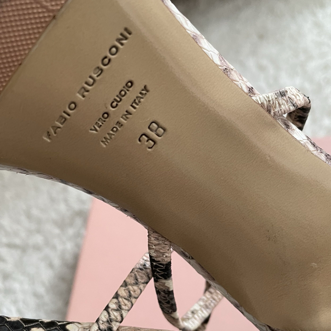 新品 FABIO RUSCONI ファビオルスコーニ パイソン柄ミュール