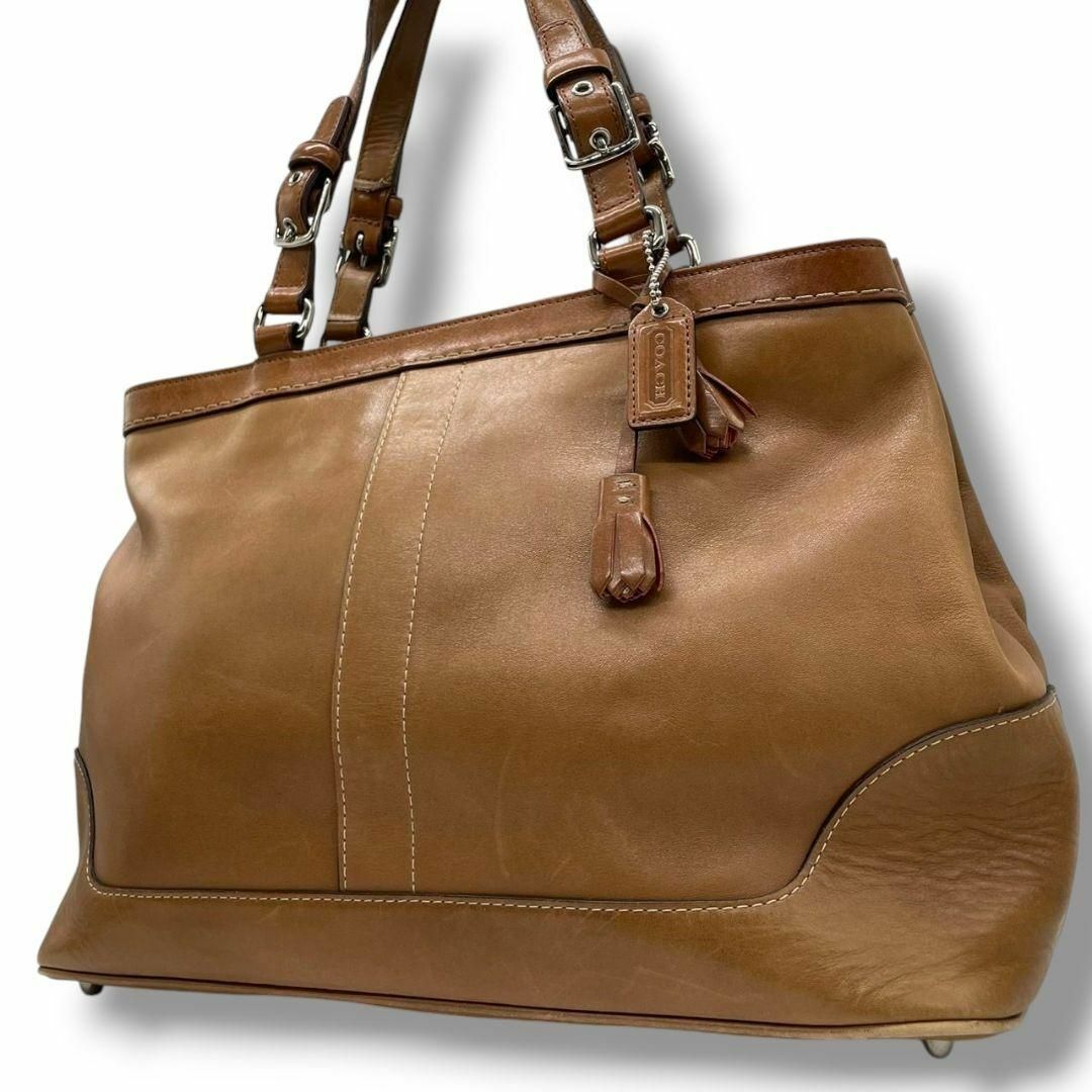 COACH - コーチ　ハンドバッグ　茶　本革　ワンショルダー ゴールド金具 A4収納 u10