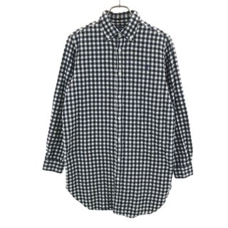 ジムフレックス(GYMPHLEX)の古着 GYMPHLEX ジムフレックス 日本製 ギンガムチェック柄 長袖 ボタンダウンシャツ 14 黒×白 レディース(シャツ/ブラウス(長袖/七分))