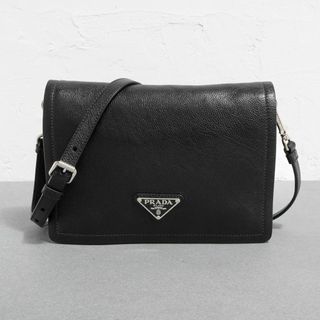 PRADA - プラダ ショルダーバッグ ブラック レザー 黒 シルバー PRADA - プラダ ショルダーバッグ ブラック レザー 黒 シルバー