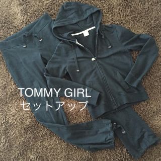 トミーガール(tommy girl)のトミーガール セットアップ パーカーS パンツ M 黒(セット/コーデ)