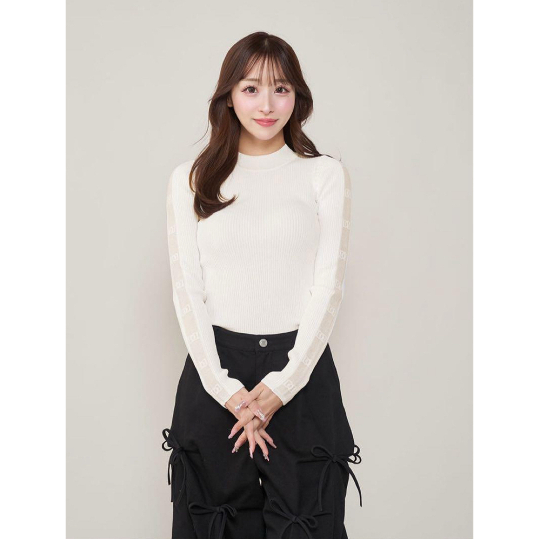Darich(ダーリッチ)のDarich シースルーDDタートルニットトップス WHT レディースのトップス(Tシャツ(長袖/七分))の商品写真
