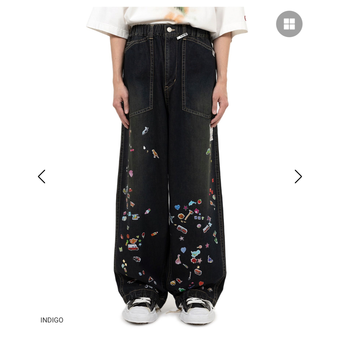 MIHARAYASUHIRO(ミハラヤスヒロ)のSticker Prints Denim Baker Pants メンズのパンツ(デニム/ジーンズ)の商品写真