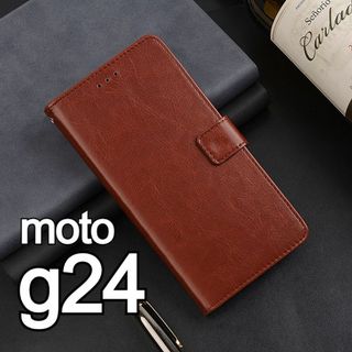 moto g24 手帳型 ブラウン スマホケース(Androidケース)