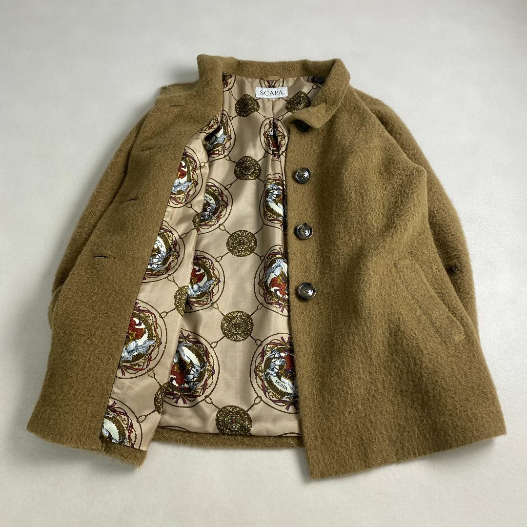 SCAPA - 美品　スキャパ　コート　SCAPA　スカーフ柄　毛足長い　アルパカ　ウール　42