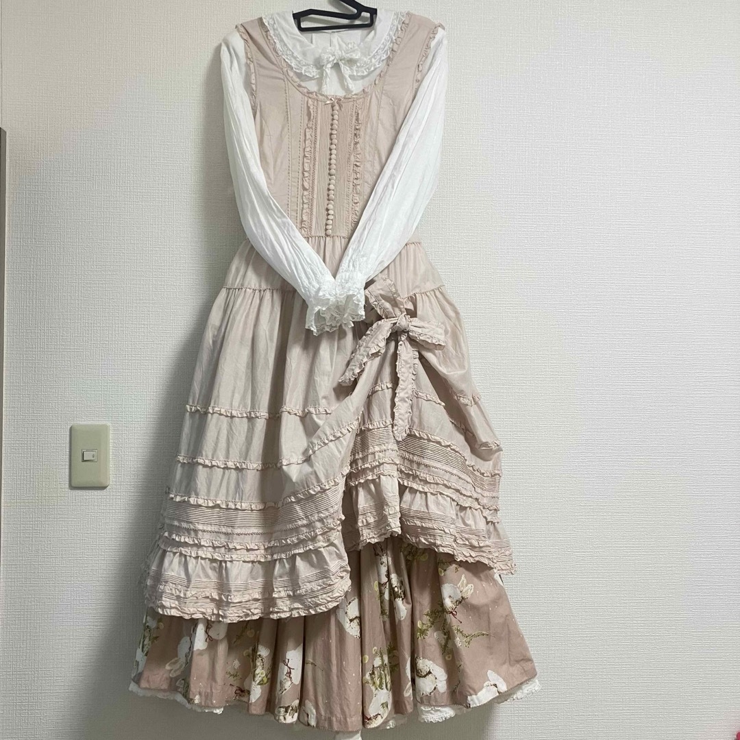 PINK HOUSE リボンたくし上げタブリエ エプロン ピンクハウス PINK HOUSE リボンたくし上げタブリエ エプロン ピンクハウス